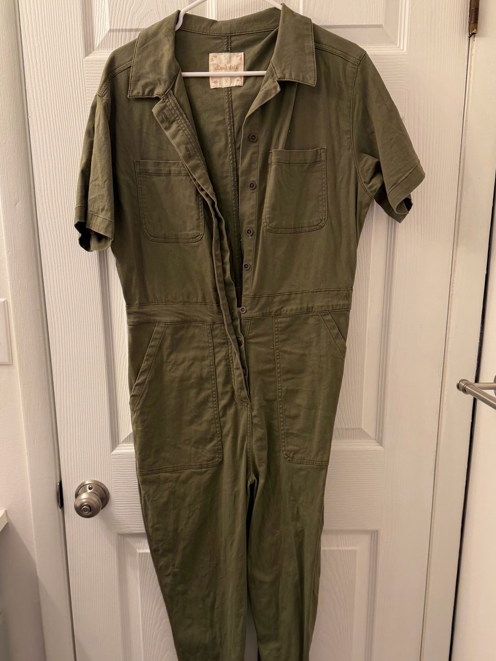 Altar'd State Olive Green Short-Sleeve Utility Jumpsuit